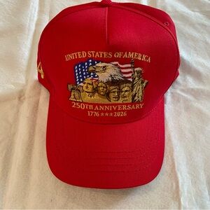 New 2026 Trump 250th Anniversary Hat CF Cali- Fame Headwear 45-47 Red USA